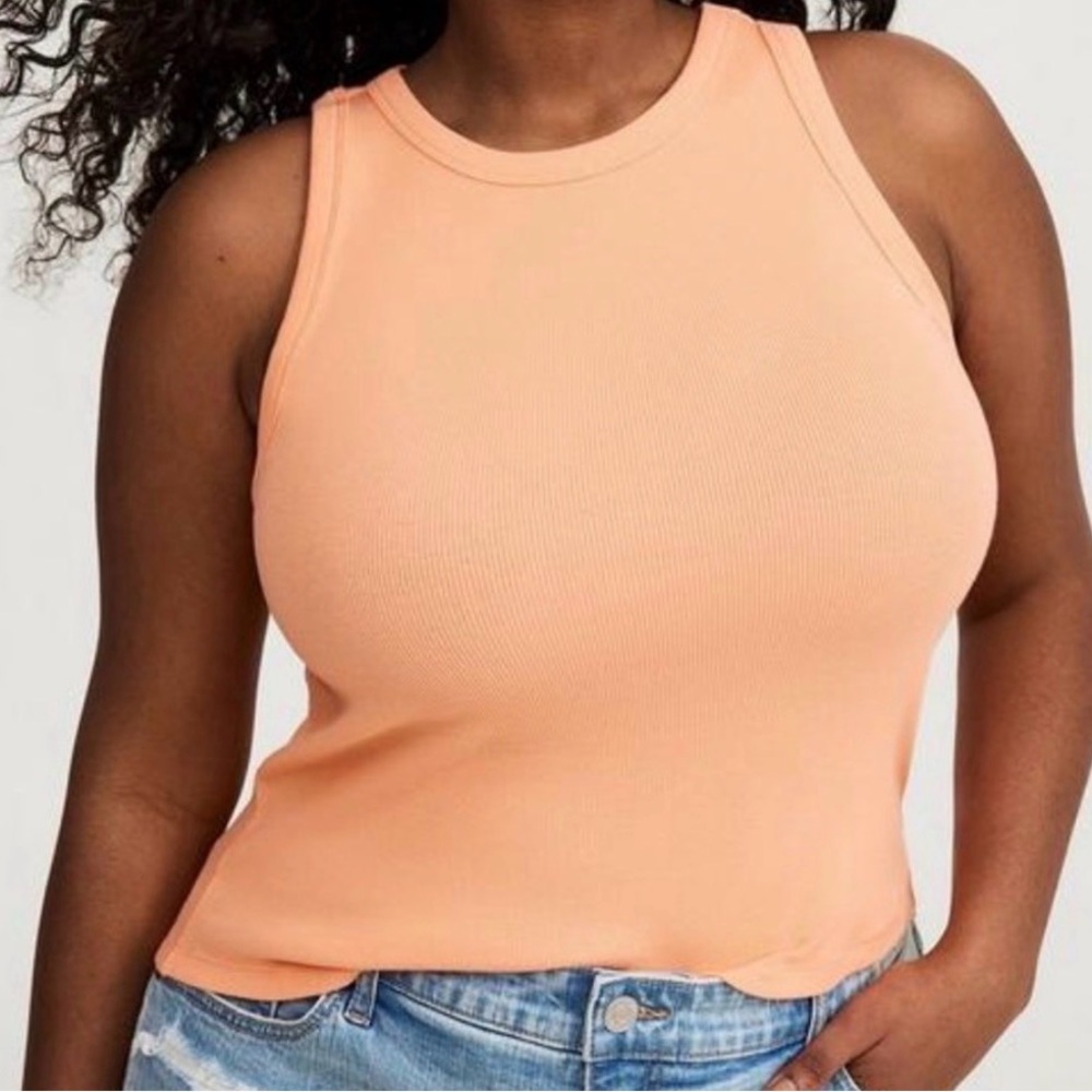 Women’s Torrid Heritage Rib High-Neck Papaya Punch Crop Tank